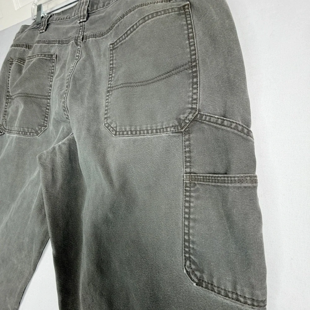 CE Schmidt Workwear Mens Carpenter Pants Grey Canvas Utility Tool Pocket 37x31.5